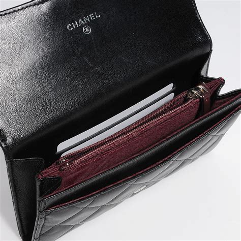 chanel flap wallet black|authentic Chanel lambskin wallet.